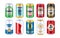 Beer cans icons set.