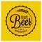 Beer cap brewery logo. Craft beer vintage lettering on yellow background