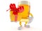 Beer character holding gift