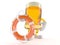 Beer character holding life buoy