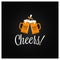 Beer cheers banner. Cheers lettering with beer