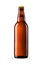 Beer in a clean brown amber bottle without label isolated