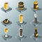 Beer color gradient isometric icons