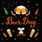 Beer day calligraphy hand lettering. Holiday celebrate on the first Friday of August. Vector template for banner, typography