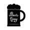 Beer day calligraphy hand lettering on mug. Holiday celebrate on the first Friday of August. Vector template for banner,