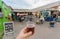 Beer drinkers on street food market of Copenhagen, Denmark. Leisure in Scandinavia with drinks and food of city market