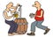 Beer drinkers, vector illustration, two person, eps.