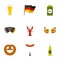 Beer fest icons set, flat style