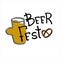 Beer Fest logo. Hand drawn beer mug with Beer Fest lettering. Isolated design element