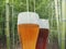 beer glass with bamboo canes