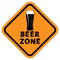 Beer Glass and Beer Zone Text. Orange Sign