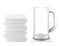 Beer glass cup and stack of white square coasters a vector realistic illustration