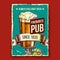 Beer Glass Favorite Pub Advertising Poster Vector