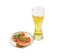 Beer glass with lager beer and sandwiches with salted trout