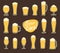 Beer in glass (pint of beer) flat icon set,