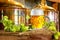 Beer glass and raw material for beer production