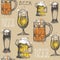 Beer Glass Seamless Pattern Oktoberfest Festival Holiday Decoration Banner