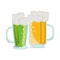 Beer glasses fresh alcoholic drinks