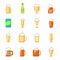 Beer glassware flat icons