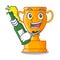 With beer golden trophy cup isolated on mascot