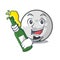 With beer golf ball mascot cartoon