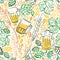 Beer, hop, mug. Vector color seamless pattern