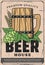 Beer house retro poster with craft wooden pint