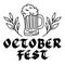 Beer jar with lettering oktoberfest celebration icon