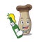 With beer king trumpet mushroom mascot cartoon