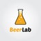 Beer Lab Logo. Lab bulb with beer design Concept.