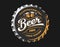 Beer logo on cap - vector illustration, emblem brewery design