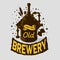 Beer Logo Emblem Print Design Brewery Equipment Boiling Installation. Artistic Cartoon Tatoo Style.