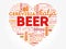 BEER love heart in different languages of the world, concept