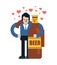 Beer lover Hugs. Guy and bottle of beer. Romantic relationship with alcohol. Love of alcohol