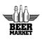 Beer Market logo. Black and white vector graphics