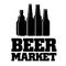 Beer Market logo. Three silhouettes of beer bottles and an inscription