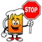 Beer Mascot with Stop Sign