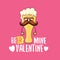 Beer mine valentines vector valentines greeting card with beer glass cartoon character isolated on pink background