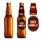 Beer-mock-up-set, golden bottle without a label, bottle with a l