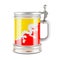 Beer mug with Bhutanese flag, 3D rendering