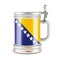 Beer mug with Bosnian and Herzegovinan  flag, 3D rendering