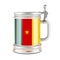 Beer mug with Cameroonian flag, 3D rendering