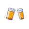 Beer mug clipart design. Two clinking beer mugs. Simple illustration. Glasses with cold foam drink