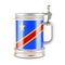 Beer mug with Congolese Democratic Republic flag, 3D rendering