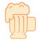 Beer mug with foam flat icon. Lager glass with froth orange icons in trendy flat style. Ale cup gradient style design