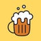 Beer mug with froth. Ale. Cartoon alcohol icon. Flat style