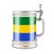 Beer mug with Gabonese flag, 3D rendering