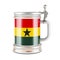 Beer mug with Ghanaian flag, 3D rendering