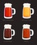 Beer mug or glass goblet, isolated icons