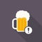 Beer mug icon with exclamation mark. Alcohol beverage icon and alert, error, alarm, danger symbol